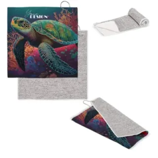 Quick dry golf towel with hook R-PET 30x30cm sublimation - LT95006 (gadzety reklamowe)